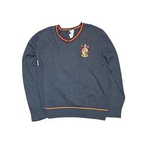 Harry Potter Gryffindor Sweater - Maroon Gold Crest V-Neck XL